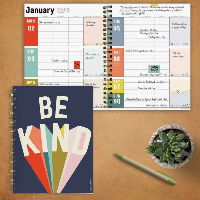 2023 Be Bright, Be Kind Medium Daily Weekly Monthly Planner - Final Sale
