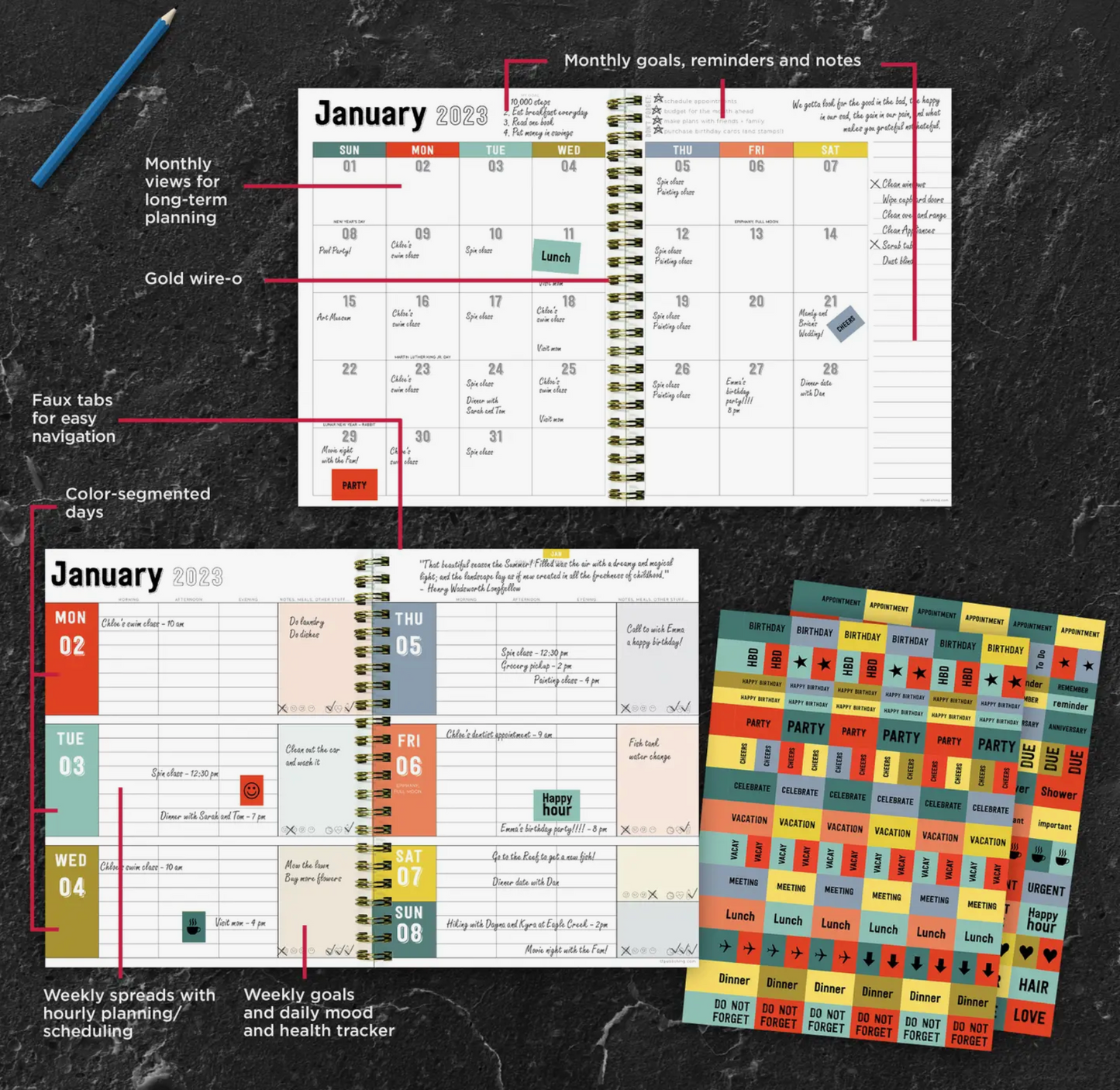 2023 Be Bright, Be Kind Medium Daily Weekly Monthly Planner - Final Sale