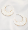 White RAFFIA WRAP METAL EARRING