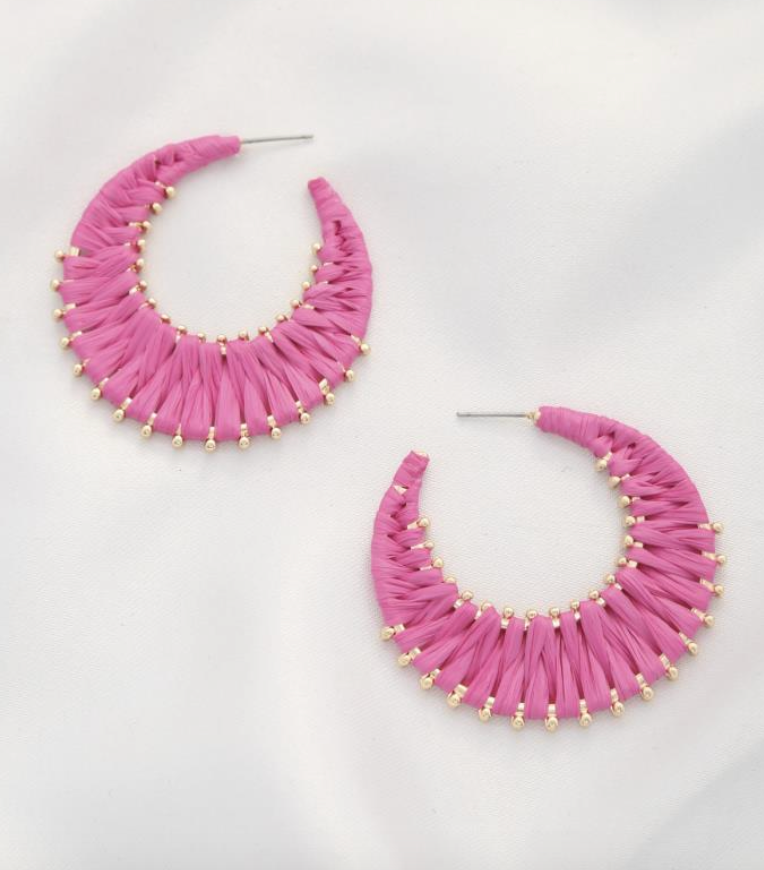 RAFFIA WRAP METAL EARRING