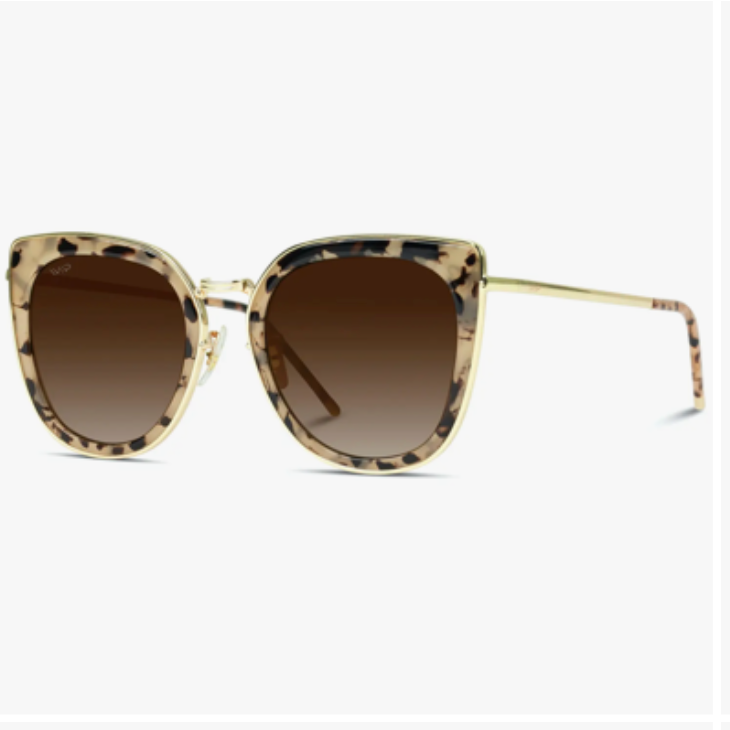 Shay Oversized Metal Frame Revo Cat Eye Sunglasses Beige Tortoise