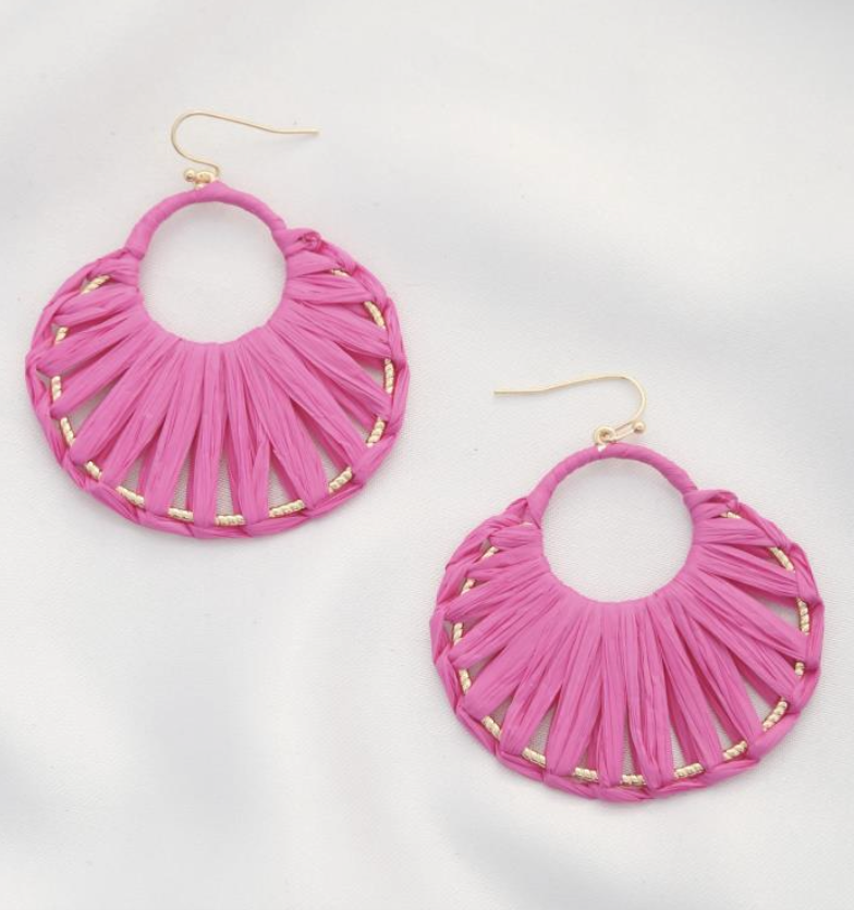 RAFFIA WRAPPED DANGLE EARRING