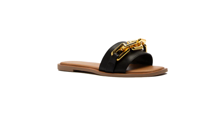 Chain Black Slide Sandal