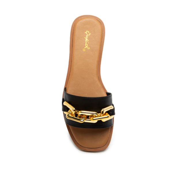 Chain Black Slide Sandal