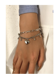 Heart Silver Multi Bracelet