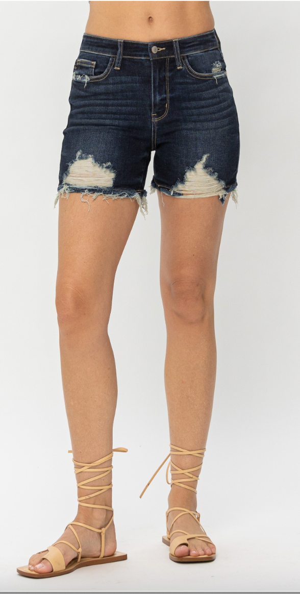 Judy Blue Highwaisted Distressed Denim Shorts - Final Sale