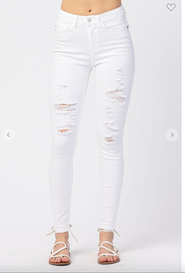 Judy Blue White Mid-Rise Skinny Denim Jean