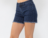 Judy Blue Mid Rise Leopard Fray Hem Denim Shorts - Final Sale*