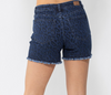 Judy Blue Mid Rise Leopard Fray Hem Denim Shorts - Final Sale*