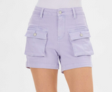 Judy Blue High Waist Lavender Cargo Denim Shorts - Final Sale
