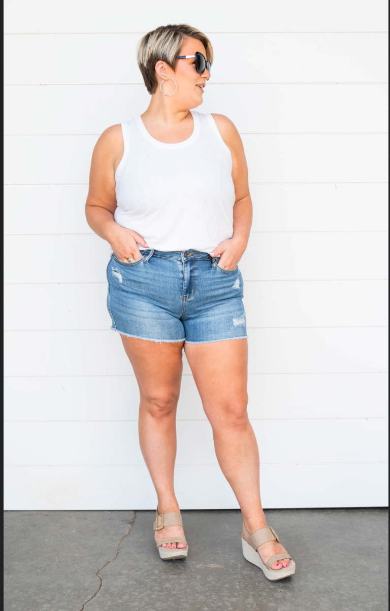 Judy Blue High Waist Distressed Denim Shorts