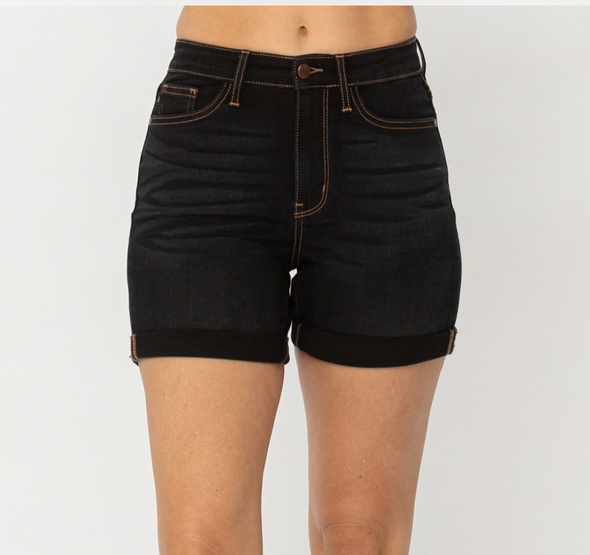 Judy Blue High Rise Black Denim Shorts