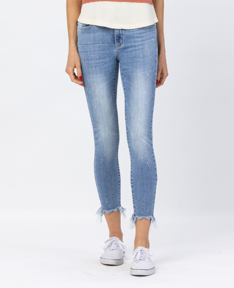 Judy Blue Bleach Splash Shark Bite Skinny Denim Jeans