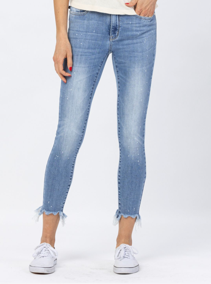 Judy Blue Bleach Splash Shark Bite Skinny Denim Jeans