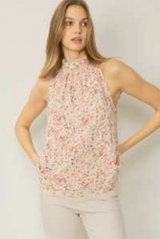 What Truly Matters Halter Floral Top Peach