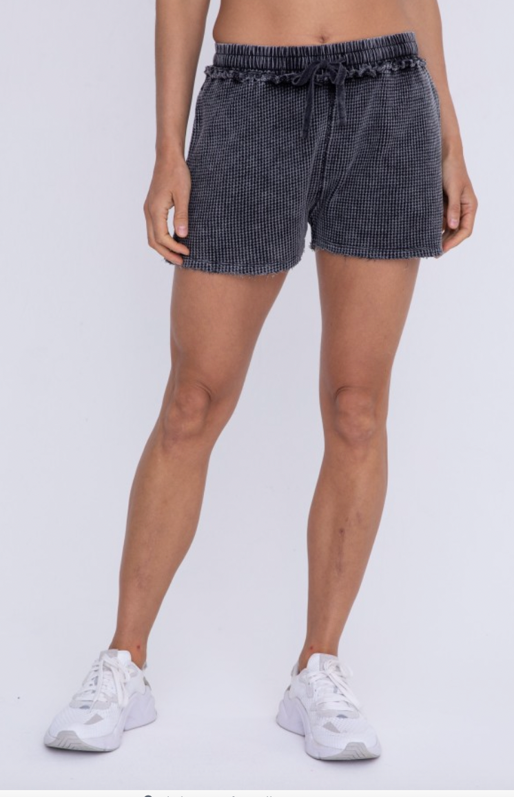 Distressed Mineral Wash Shorts by Mono B