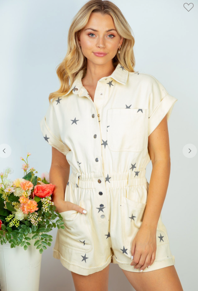 Oh My Stars Romper Cream - Final Sale*