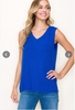 V-Neck Solid Basic Rib Tank Top