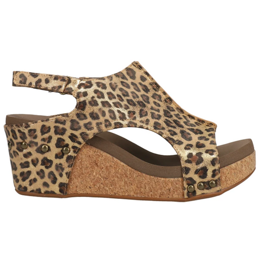 Carley Gold Leopard Wedge