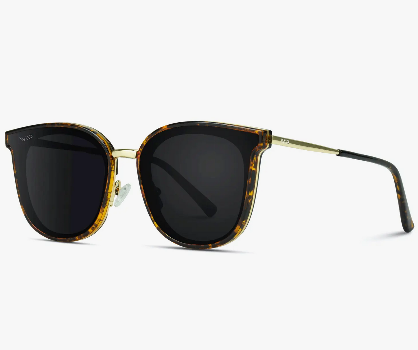 Cleo - Square Oversized Flat Lens Sunglasses | Gold Tortoise