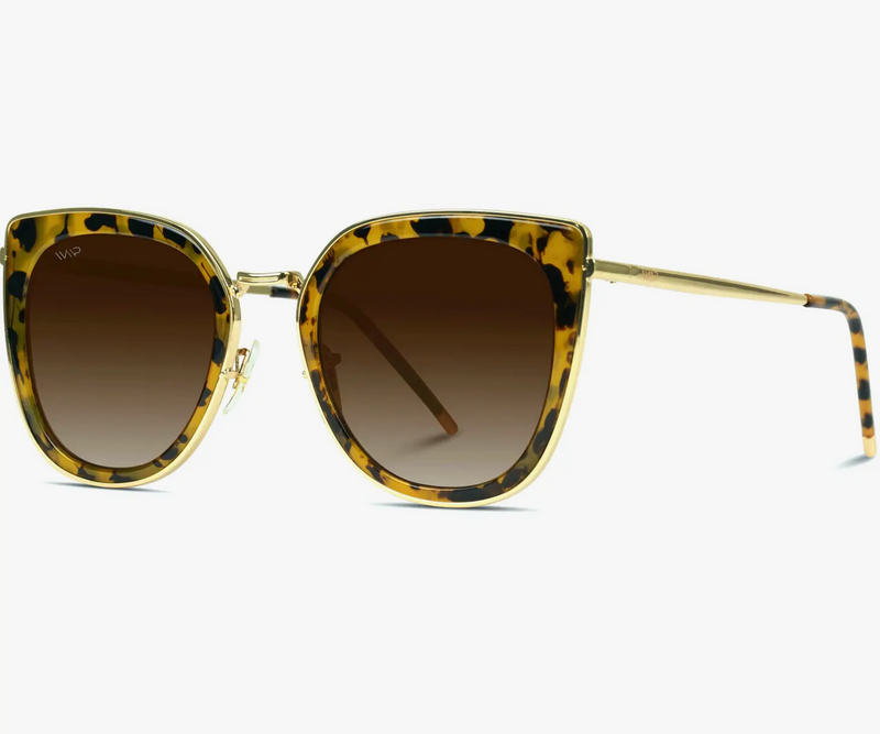Shay Oversized Metal Frame Revo Cat Eye Sunglasses | Brown Tortoise**