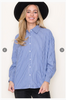 Blue Pinstripe Long Sleeve Top