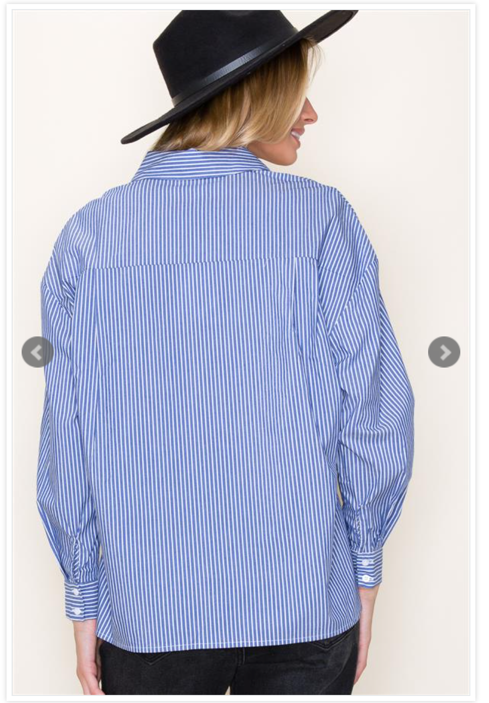 Blue Pinstripe Long Sleeve Top