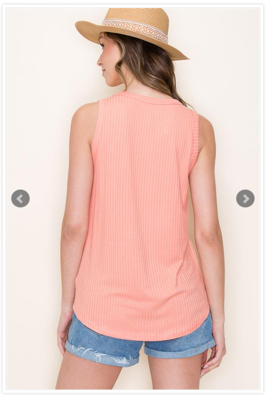 Peach Ribbed Tank Top