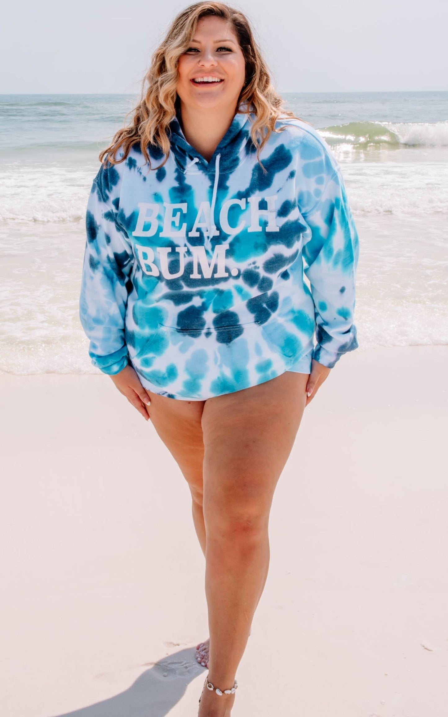 Beach Bum Tie Dye Blue Hoodie - BAD HABIT BOUTIQUE 