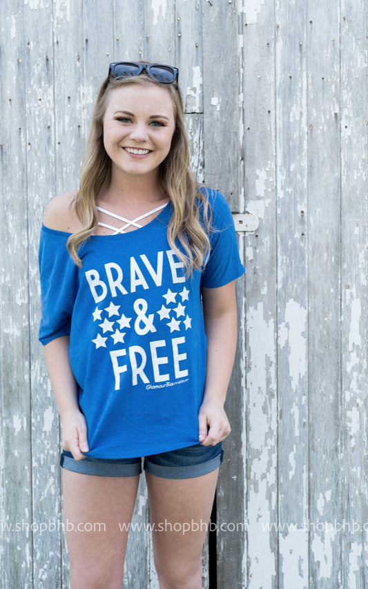 Brave & Free Slouchy Top - Royal Blue