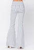 Judy Blue High Waist Super Flare White Pin Stripe Jeans