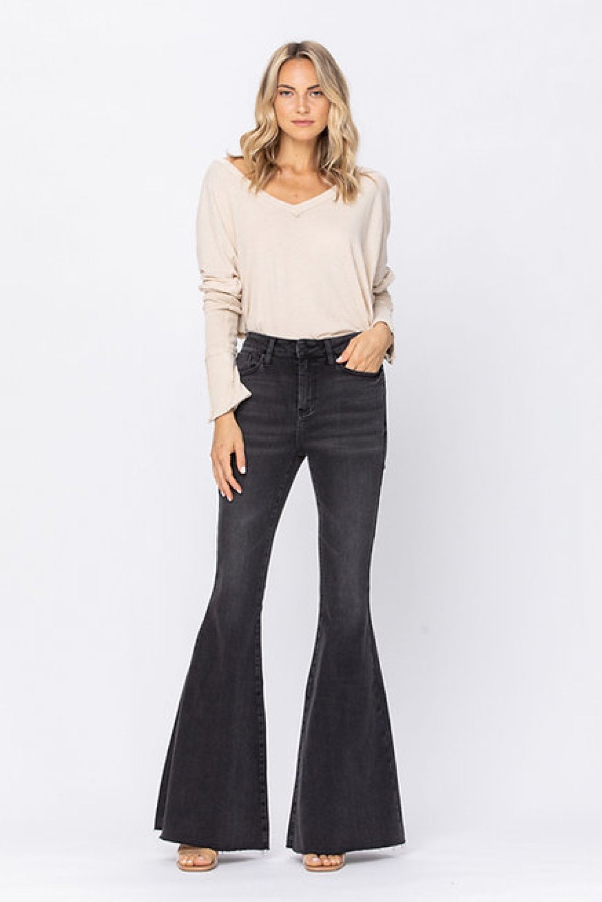 Judy Blue Black Wash Mid-Rise Super Flare Jeans