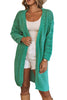 Green Solid Color Knitted Open Front Cardigan