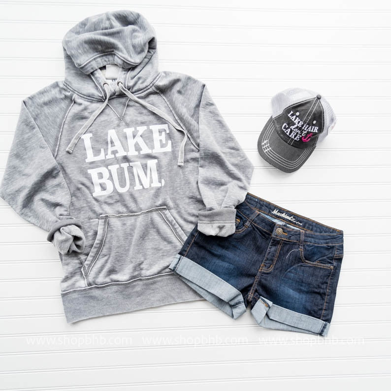 (The Original) Lake Bum Hoodie Unisex Fit - Gray - BAD HABIT BOUTIQUE 