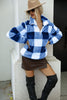 blue white plaid sherpa 