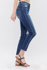 MID RISE ANKLE SKINNY WITH BUTTON UP DENIM JEANS | MICA - Final Sale