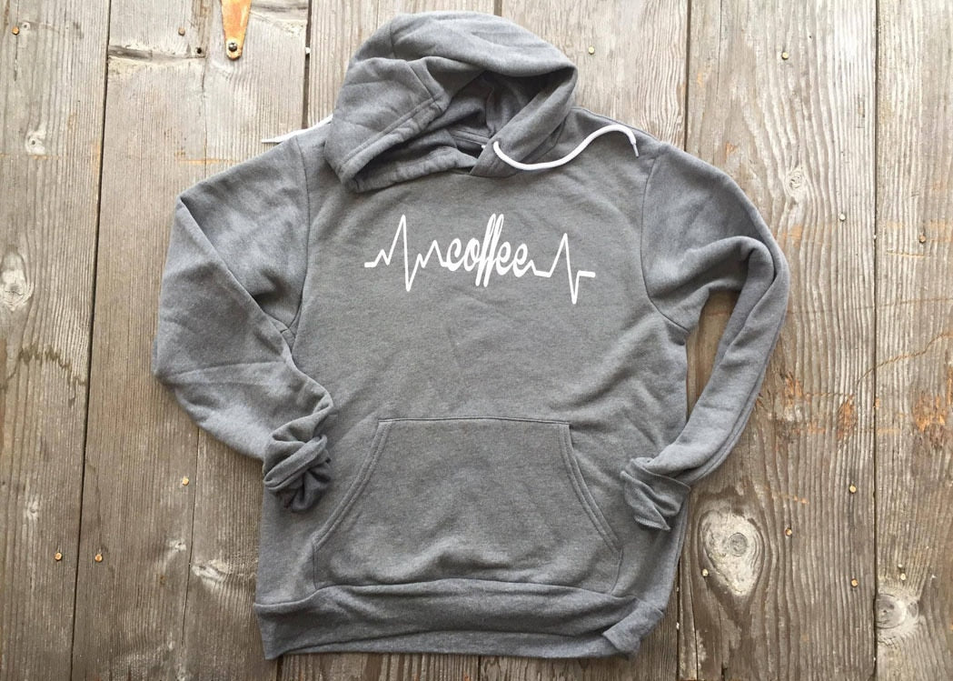 Coffee Is My Lifeline Hoodie | Gray - BAD HABIT BOUTIQUE 