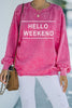 Rose Hello Weekend Graphic Mineral Wash Sweatshirt