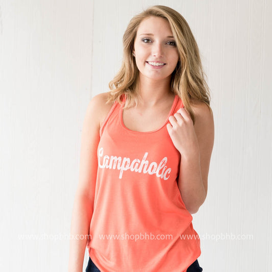 Campaholic Racerback Tank Top - Orange - BAD HABIT BOUTIQUE 