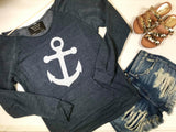 Anchors Away Slouchy Sweater - BAD HABIT BOUTIQUE 