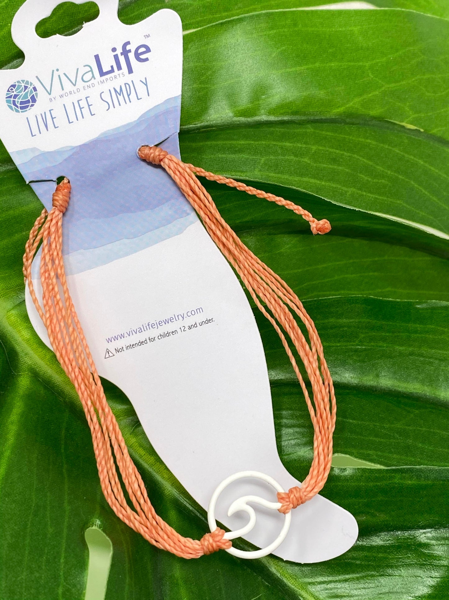 Wave Charm Wax Cord Anklet -White Wave - Final Sale