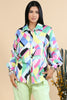 Asymmetric Colorful Button Up Blouse - Final Sale