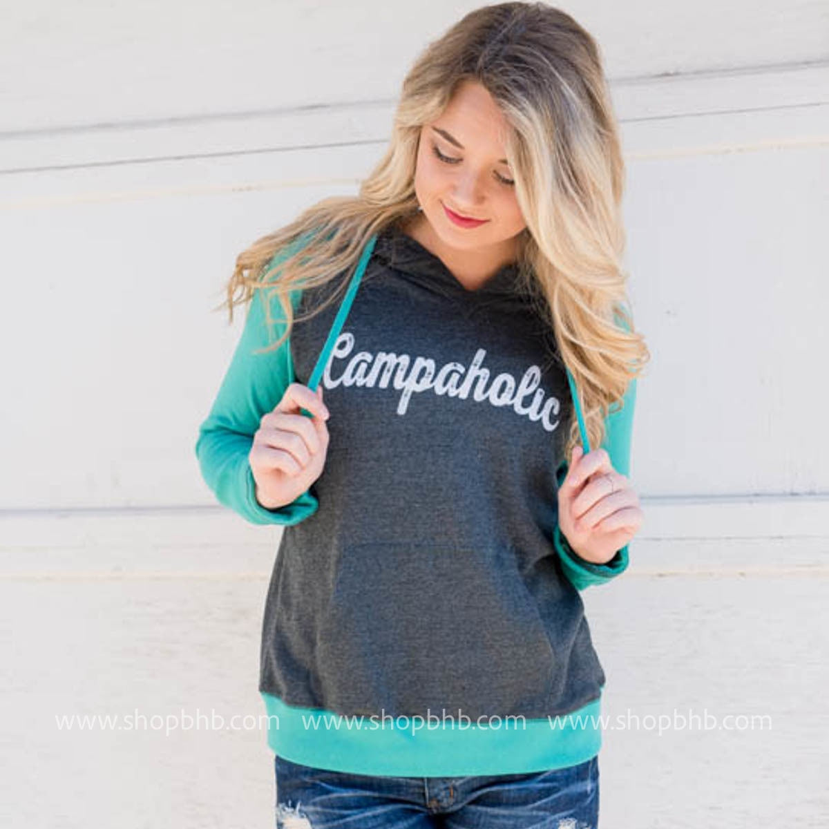 Campaholic Hoodie - Teal - BAD HABIT BOUTIQUE 