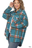 Zenana Full Size Oversize Plaid Shacket with Pockets