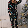 Christmas Bulb Print Flannel Fleece Jumpsuit