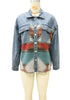 Retro Long Sleeve Colorblock With Pocket Denim Jackets