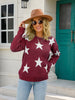 Crew Neck Long Sleeve Stars Graphics Sweater