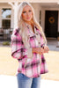 Contrast Trim Plaid Shacket