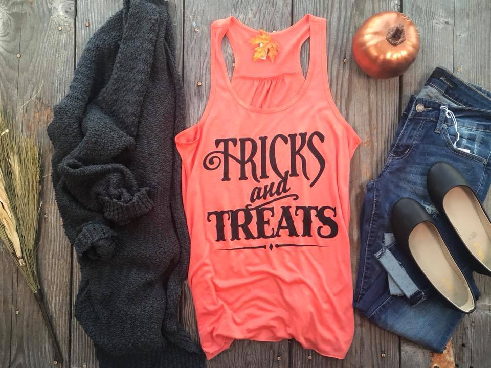 Tricks and Treats Tank | Orange - BAD HABIT BOUTIQUE 