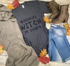 Baddest Witch in Town - V-Neck Gray Tee - BAD HABIT BOUTIQUE 